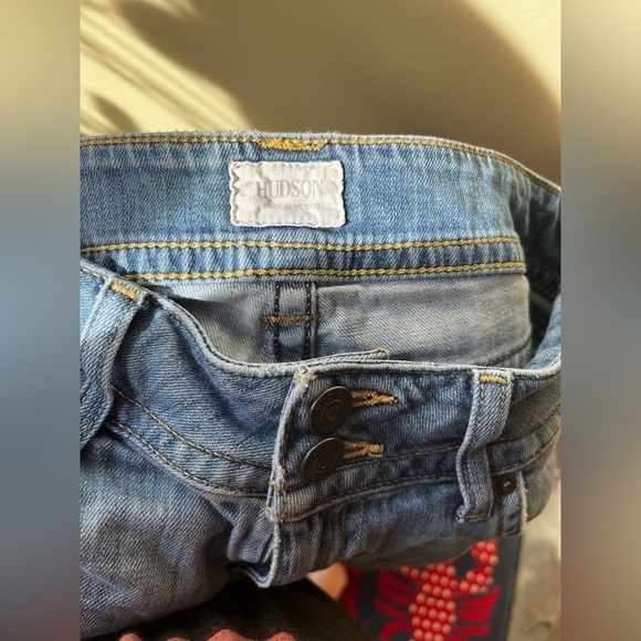 Hudson bootcut jeans - denim, cotton, blue, raw hem, button pockets - size 27 - Picture 2 of 5